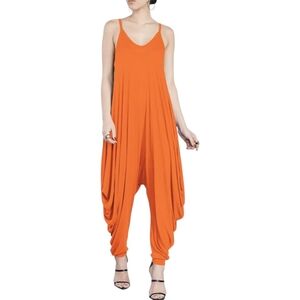 Women's Punk Spaghetti Strap V Neckline Harem One Piece Romper